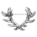 Brosche - Hirschgeweih 27 x 18 mm, mit dreiteiliger Broschierung auf der Rückseite, versilbert, nickelfrei Brosche - Hirschgeweih 27 x 18 mm, mit dreiteiliger...