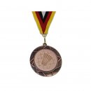 Medaille D=70mm, Badminton inkl. 22mm Band, Bronzefarbig Medaille D=70mm, Badminton inkl. 22mm Band, Bronzefarbig