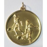 Medaille m. Öse Tennis Damen doppelt goldfarben Medaille m. Öse Tennis Damen doppelt goldfarben